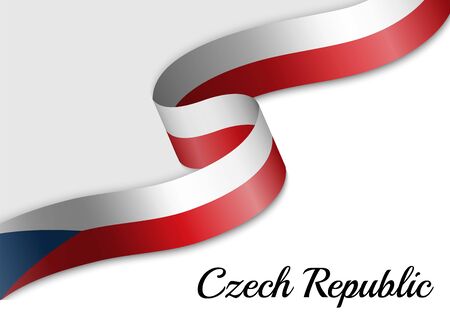 waving ribbon flag of Czech Republic. Template for independence day bannerのイラスト素材
