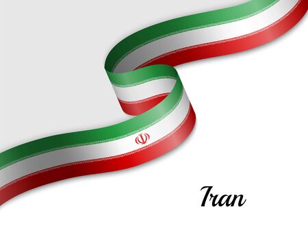waving ribbon flag of Iran. Template for independence day bannerのイラスト素材