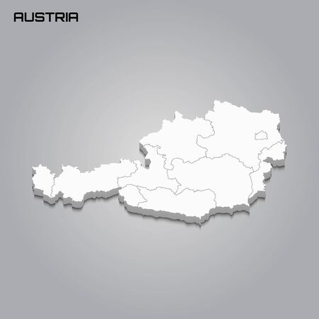 Austria 3d map with borders of regions. Vector illustrationのイラスト素材