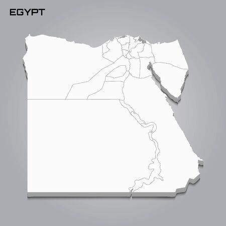 Egypt 3d map with borders of regions. Vector illustrationのイラスト素材