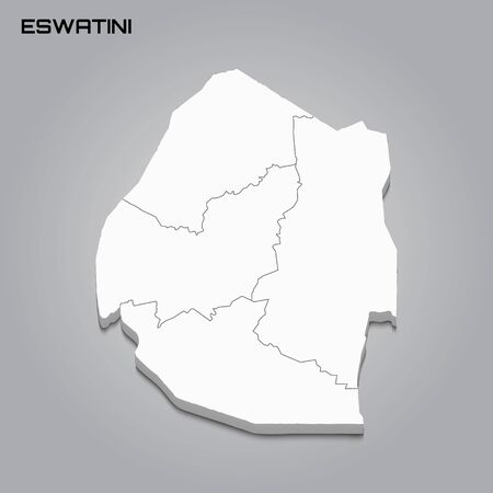 Eswatini 3d map with borders of regions. Vector illustrationのイラスト素材