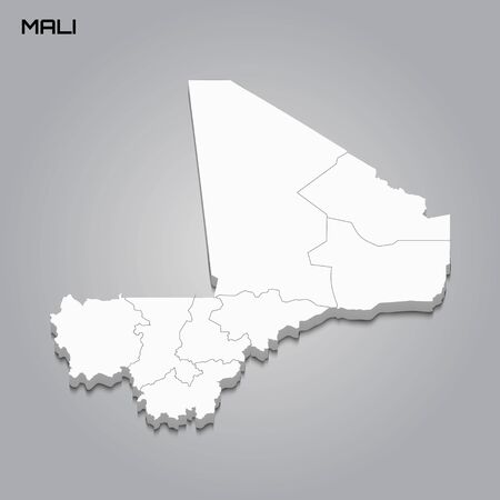 Mali 3d map with borders of regions. Vector illustrationのイラスト素材