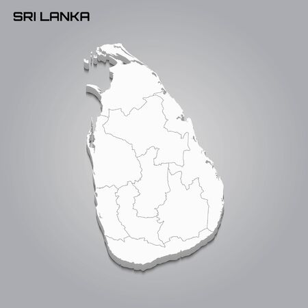 Sri Lanka 3d map with borders of regions. Vector illustrationのイラスト素材