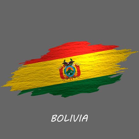 Grunge styled flag of Bolivia. Brush stroke backgroundのイラスト素材