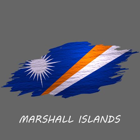 Grunge styled flag of Marshall Islands. Brush stroke backgroundのイラスト素材