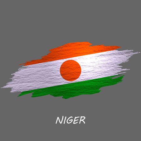 Grunge styled flag of Niger. Brush stroke backgroundのイラスト素材
