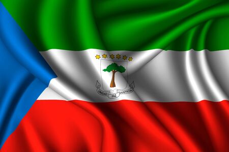 Equatorial Guinea national flag of silk. Vector fabric textureのイラスト素材
