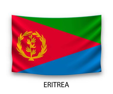 Hanging silk flag of Eritrea. Vector illustration.のイラスト素材
