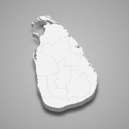 3d map of Sri Lanka with borders of regionsのイラスト素材