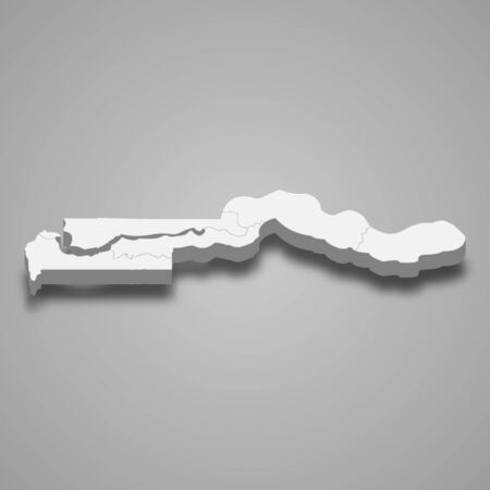 3d map of Gambia with borders of regionsのイラスト素材