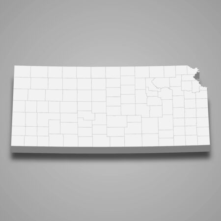 3d map of Kansas is a state of United Statesのイラスト素材