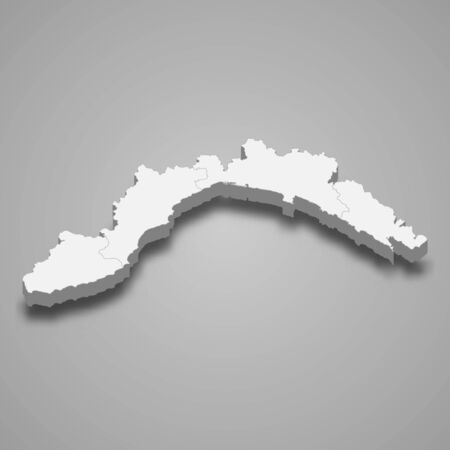 3d map of Liguria is a region of Italyのイラスト素材
