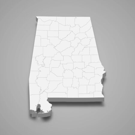 3d map of Alabama is a state of United Statesのイラスト素材