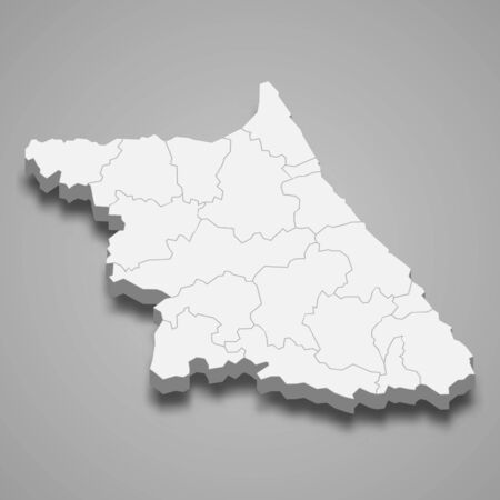 3d map of Gangwon province is a region of South Koreaのイラスト素材