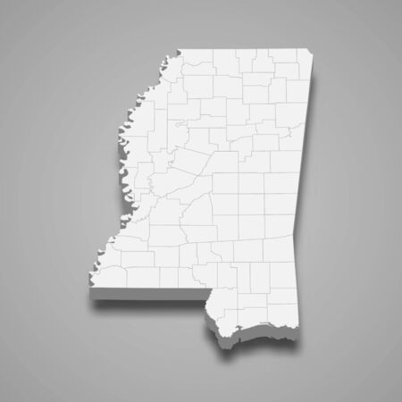 3d map of Mississippi is a state of United Statesのイラスト素材