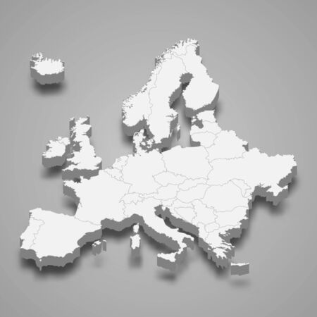 3d map of Europe with bordersのイラスト素材