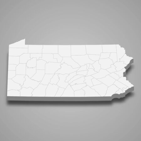 3d map of Pennsylvania is a state of United Statesのイラスト素材