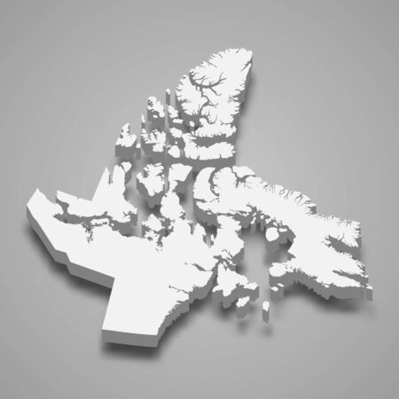 3d map of Nunavut is a province of Canadaのイラスト素材