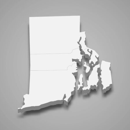 3d map of Rhode Island is a state of United Statesのイラスト素材