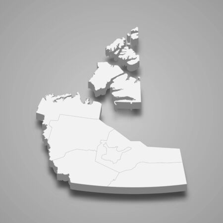 3d map of Northwest Territories is a province of Canadaのイラスト素材