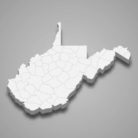 3d map of West Virginia is a state of United Statesのイラスト素材