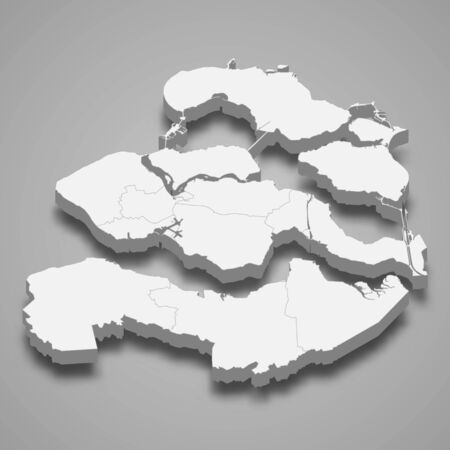 3d map of Zeeland is a province of Netherlandsのイラスト素材