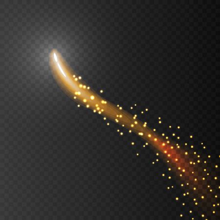 Meteor or comet on transparent background. Gold light effectのイラスト素材