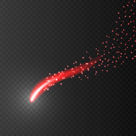 Meteor or comet on transparent background. Red light effectのイラスト素材