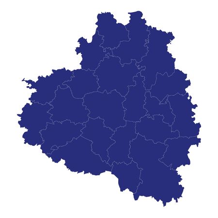 High Quality map of Tula Oblast is a region of Russia with borders of the districtsのイラスト素材