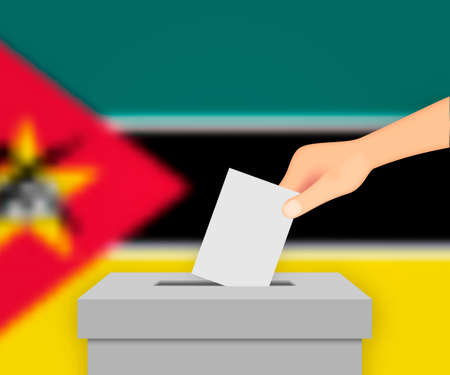 Mozambique vote election banner background. Ballot Box with blurred flagのイラスト素材