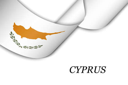 Waving ribbon or banner with flag of Cyprus. Template for independence day poster designのイラスト素材