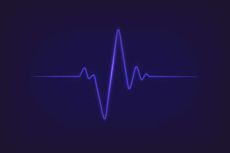 Heartbeat neon light effect. Ecg heart pulse icon