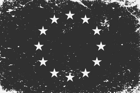 Grunge styled black and white flag European Union.のイラスト素材