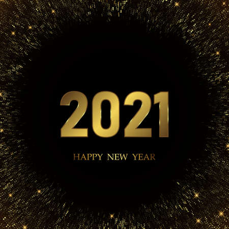 2021 New Year background with gold numbers. Festive premium designのイラスト素材