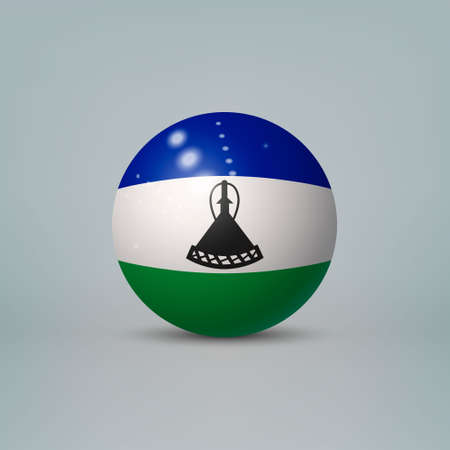 Realistic glossy plastic ball or sphere with flag of Lesothoのイラスト素材