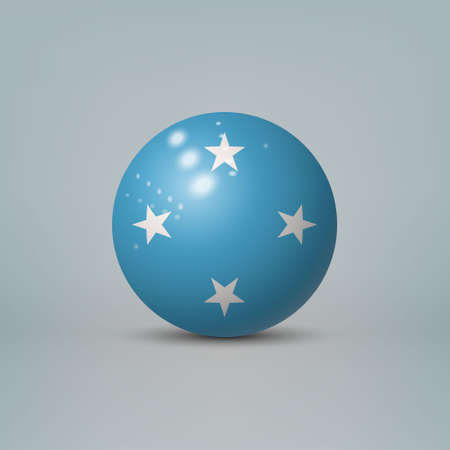 Realistic glossy plastic ball or sphere with flag of Micronesiaのイラスト素材
