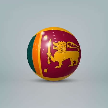 Realistic glossy plastic ball or sphere with flag of Sri Lankaのイラスト素材