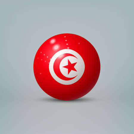 Realistic glossy plastic ball or sphere with flag of Tunisiaのイラスト素材