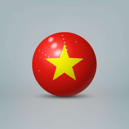Realistic glossy plastic ball or sphere with flag of Vietnamのイラスト素材