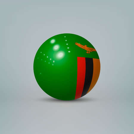 Realistic glossy plastic ball or sphere with flag of Zambiaのイラスト素材