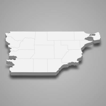 3d isometric map of Chubut is a province of Argentina, vector illustrationのイラスト素材