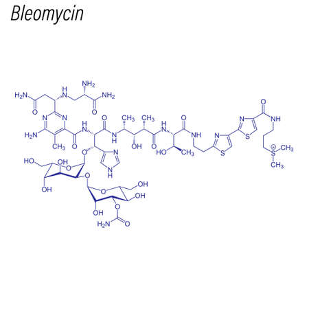 Skeletal formula of Bleomycin. Drug chemical molecule.のイラスト素材