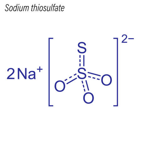 Skeletal formula of Sodium thiosulfate. Drug chemical molecule.のイラスト素材