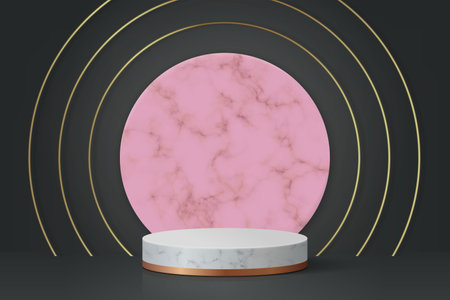 3d minimal scene with podium, Cosmetic product presentation mockup backgroundのイラスト素材