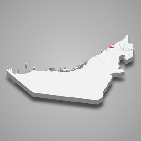 Ajman emirate location within United Arab Emirates 3d isometric mapのイラスト素材