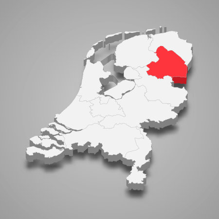 Drenthe province location within Netherlands 3d isometric mapのイラスト素材
