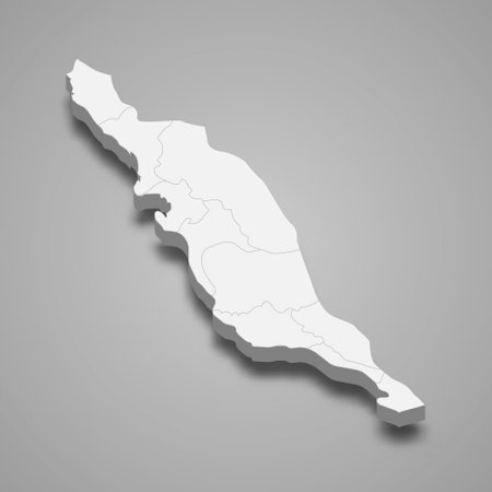 3d isometric map of is a province of Iran, vector illustrationのイラスト素材