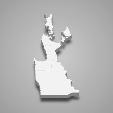 3d isometric map of Caraga is a region of Philippines, vector illustrationのイラスト素材