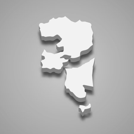 3d isometric map of Fujairah is a Emirate of United Arab Emirates, vector illustrationのイラスト素材