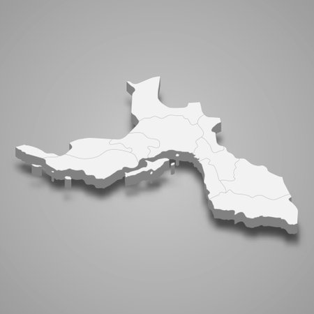 3d isometric map of Hormozgan is a province of Iran, vector illustrationのイラスト素材